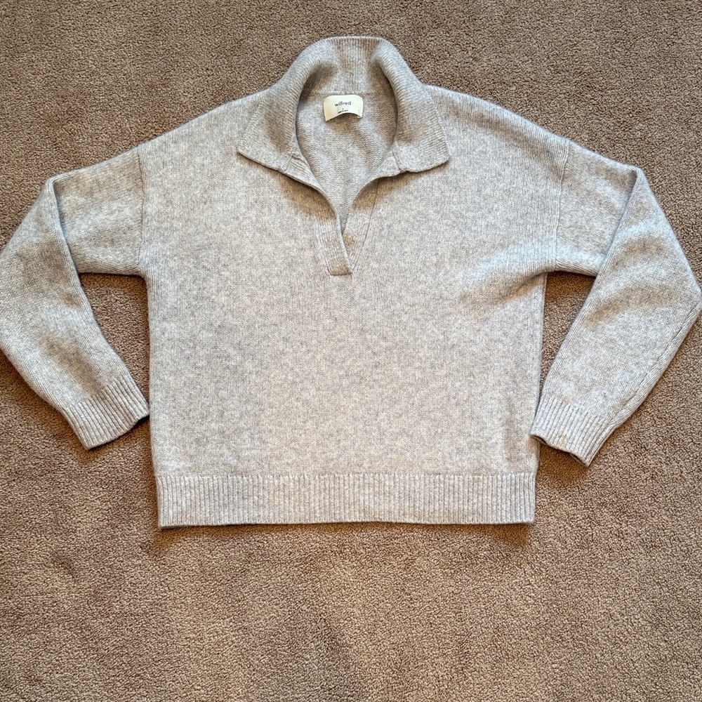 Wilfred Light Gray Polo Neck Sweater